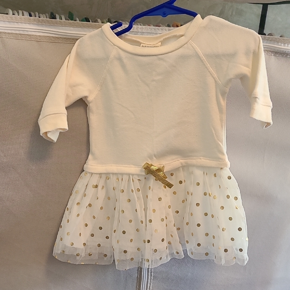 Cream and Gold Polka Dot Tulle Dress